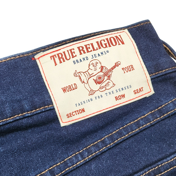 New True Religion Ricky SN Flap Shorts 32" Men Dark Midnight Wash Denim Relaxed - Picture 3 of 7
